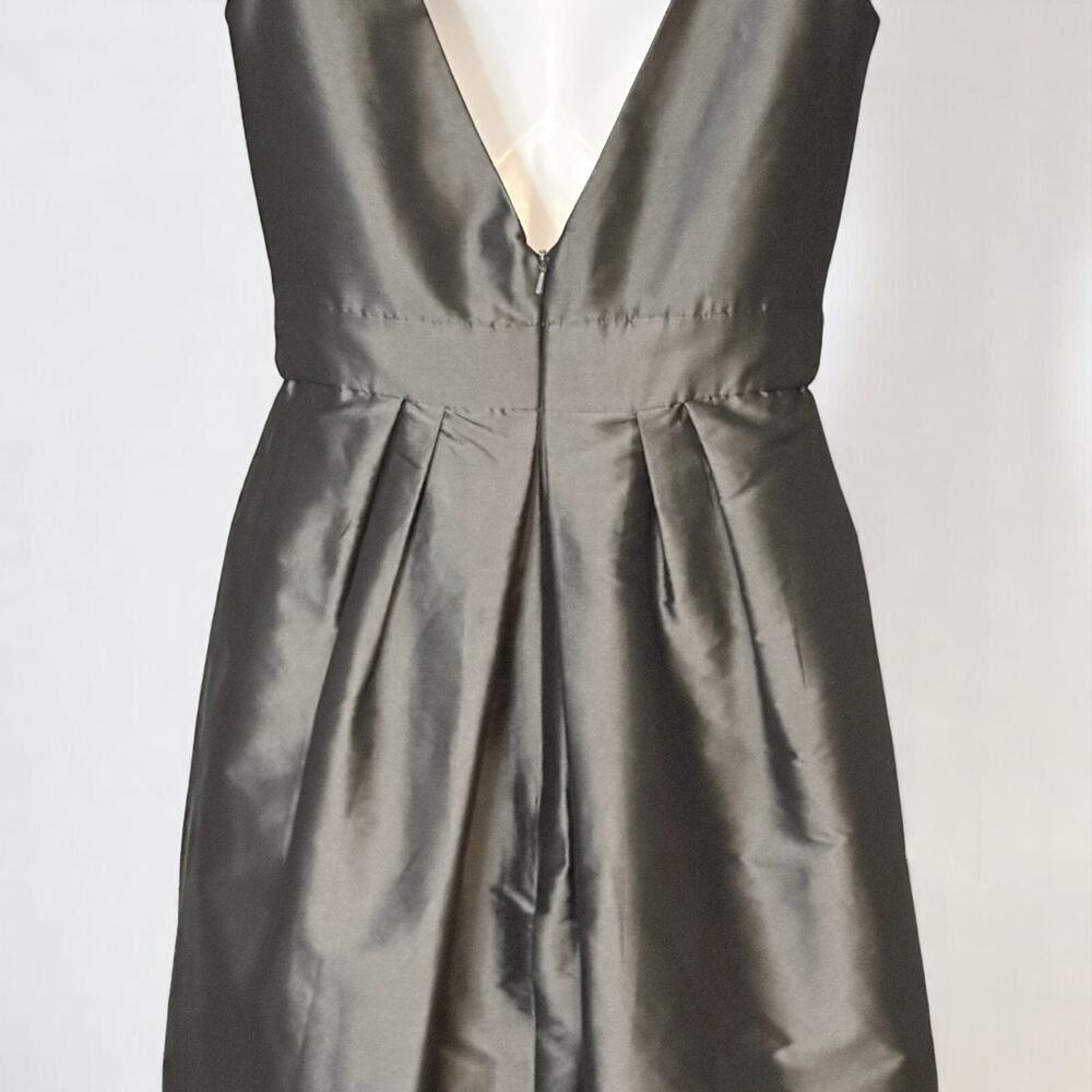 Vintage LAZARO Sleeveless Cocktail Dress Sz 10 Satin Jeweled Wedding Pewter Gray - Picture 9 of 15